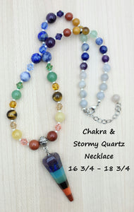 Chakra Stone & Stormy Quartz with Pendant Necklace