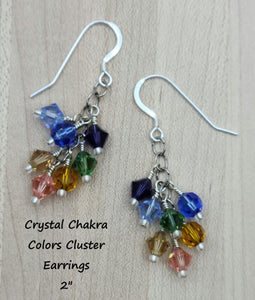 Crystal Chakra Colors Cluster Earrings