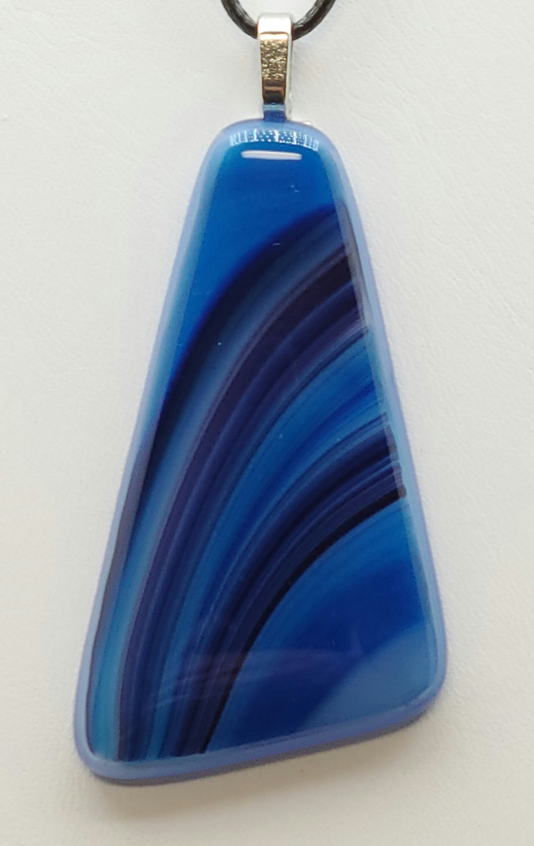 Bold Blue Sweep Fused Glass Pendant