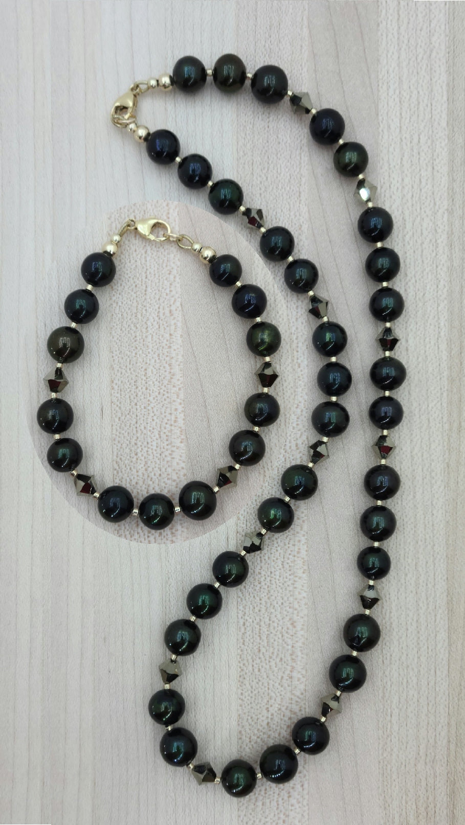 Deep Green Freshwater Pearls Set