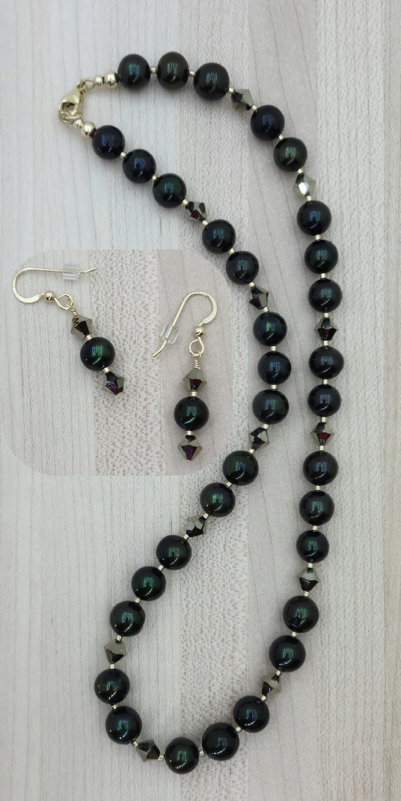 Deep Green Freshwater Pearls Set