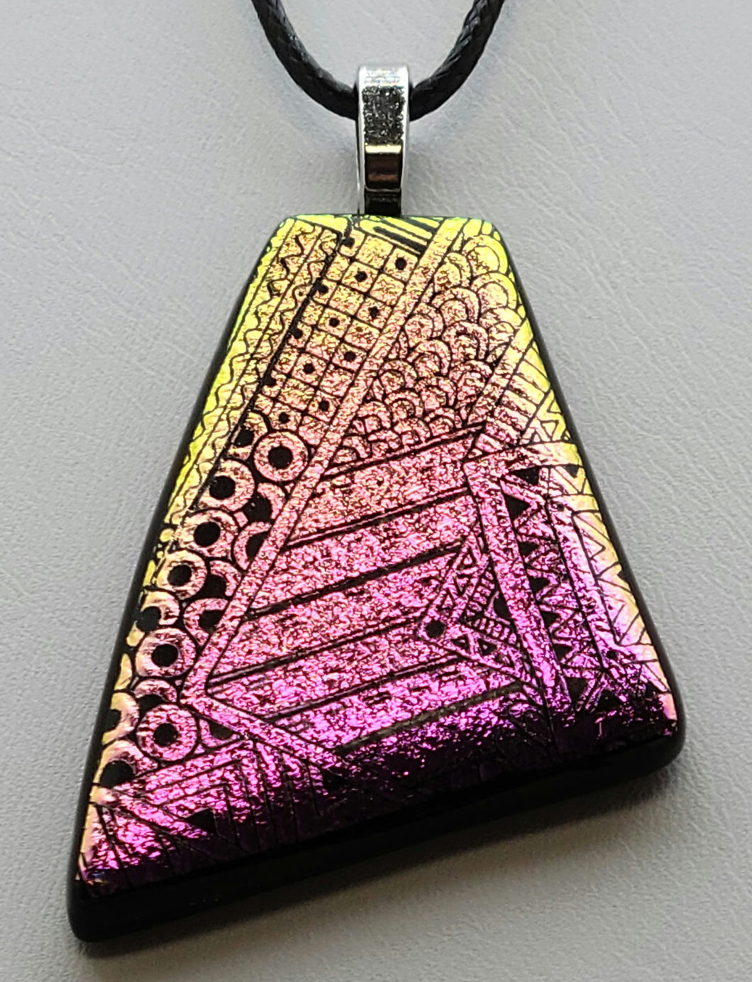 Fuchsia Geo Fused Glass Pendant