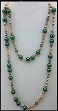 Scarabeous Green & Bronze Crystal Pearl Necklace & Earrings