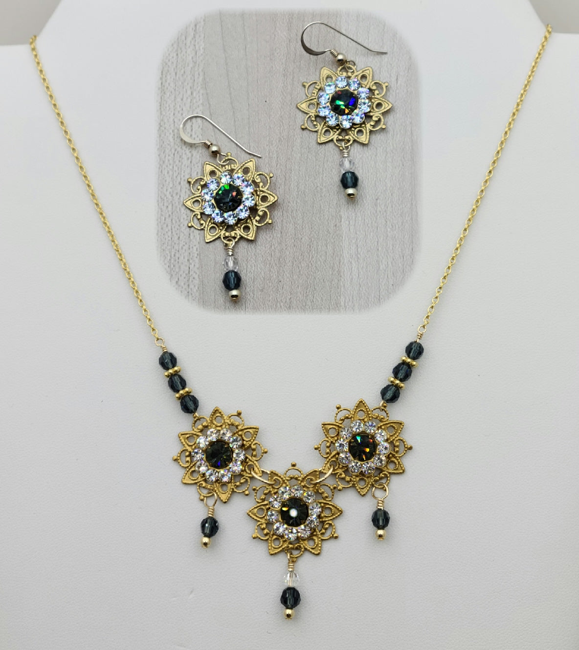 Vintage Medallion Necklace & Earrings