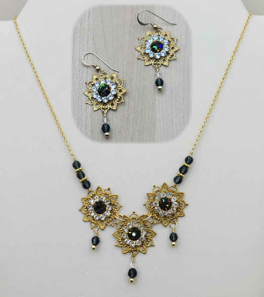 Vintage Medallion Necklace & Earrings