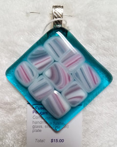 Nine-Patch-Fused-Glass-Pendant-Turquoise-Teal-Mauve-White