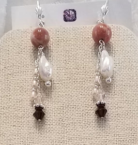 Peach-Hued-Freshwater-Pearls-Crystals-Earrings