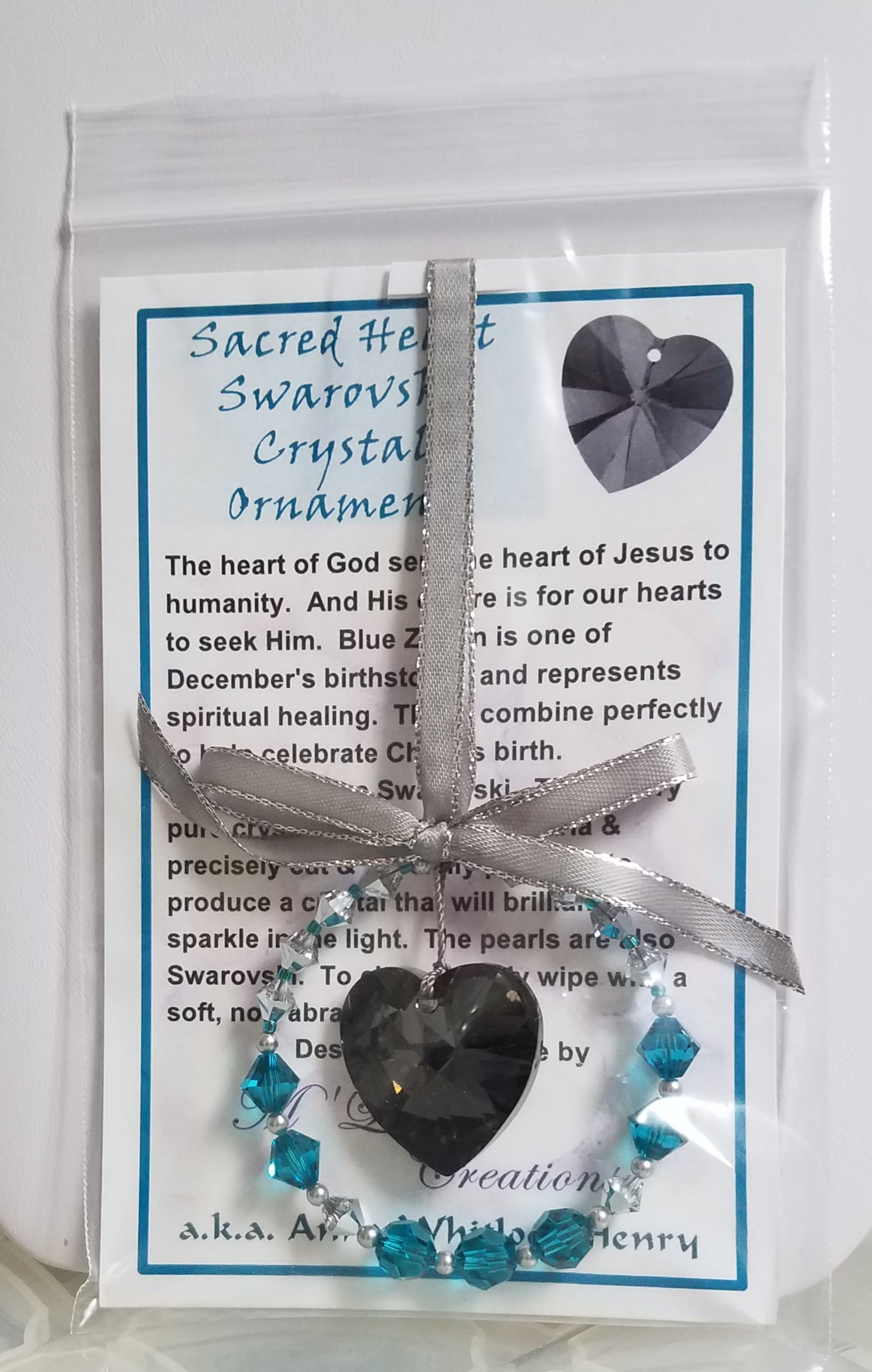 Swarovski-Heart-Ornament-Zircon-Blue-Turquoise-Grey-Crystal-Silver-Night-Christmas