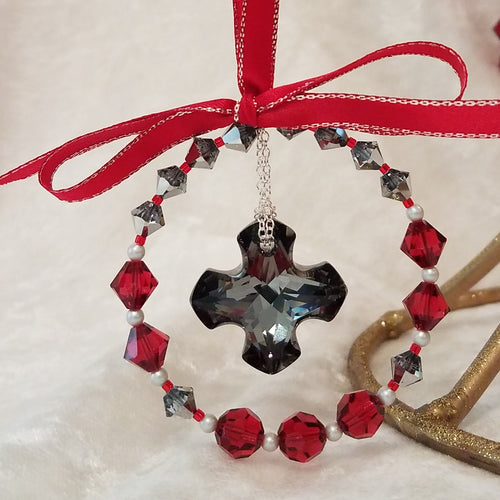 Christmas-Ornament-Crystal-Greek-Cross-Red-Scarlet