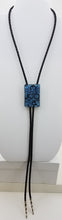 Bolo Tie -Clear Capped Silver w/Black Circles Dichroic Fused Glass
