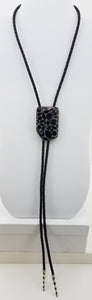Bolo Tie -Mica Etched Chocolate Brown Fused Glass