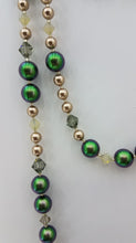 Scarabeous Green & Bronze crystal pearls and crystals Necklace