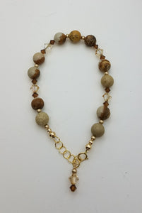 bracelet of picture jasper and crystals