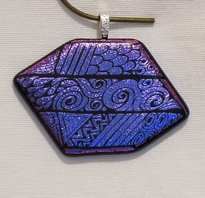 Amethyst/Purple Etched Dichroic Fused Glass Pendant