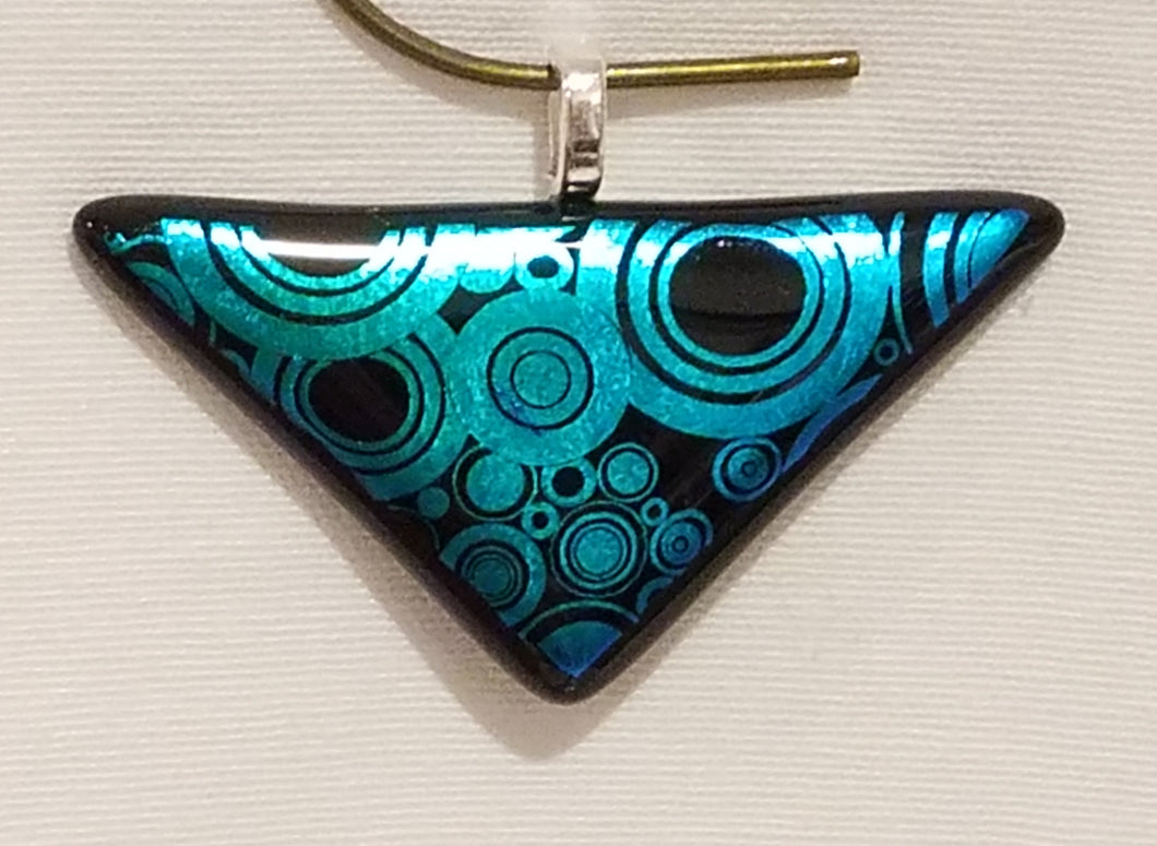 Lotsa Bubbles Etched Teal Dichroic Fused Glass Pendant