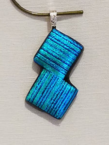 Double Square Turquoise Fused Glass Pendant