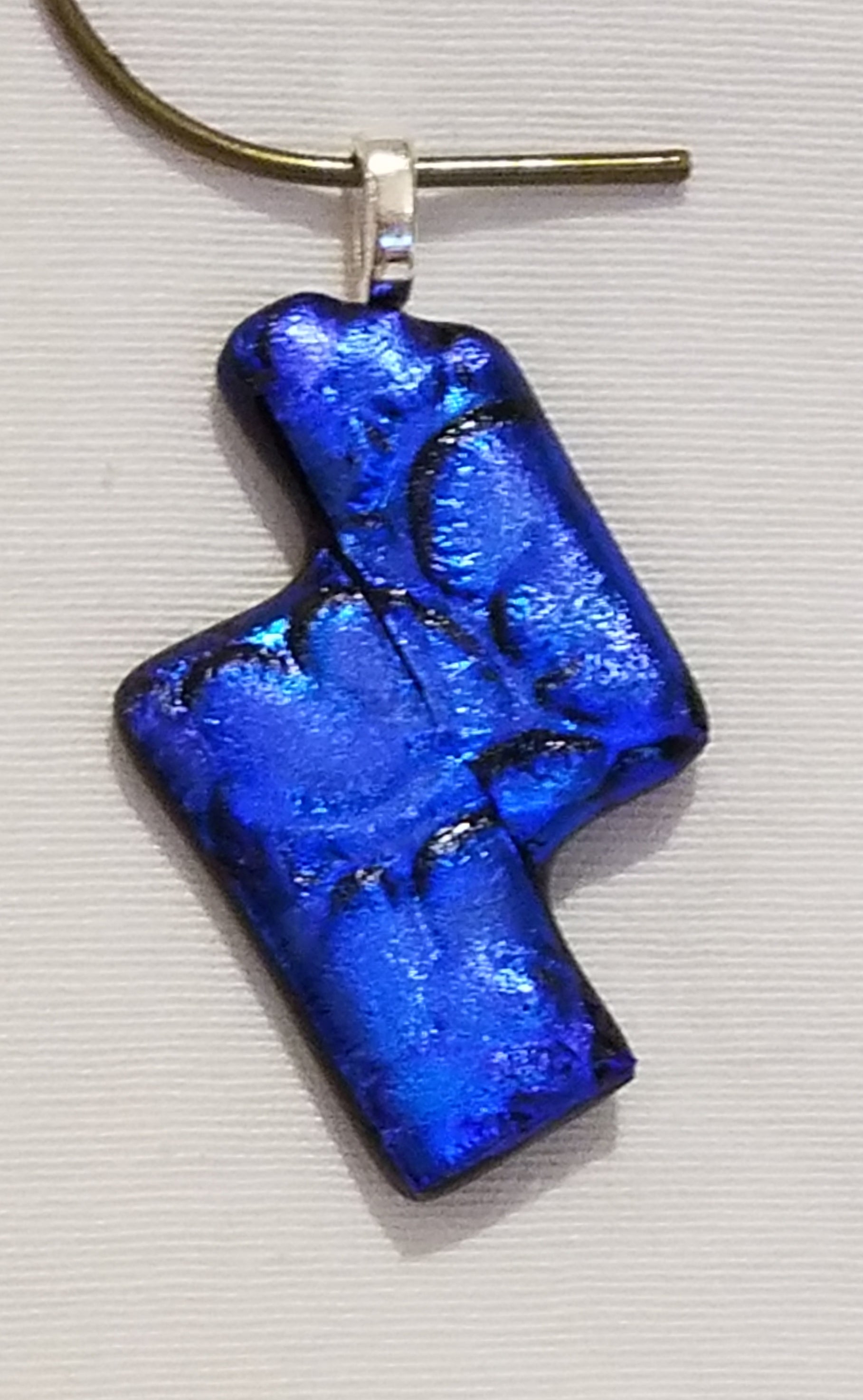 Purple/Teal Lava Look Textured Dichroic Fused Glass Pendant