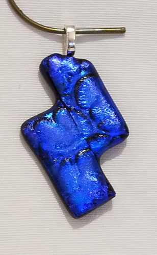 Purple/Teal Lava Look Textured Dichroic Fused Glass Pendant