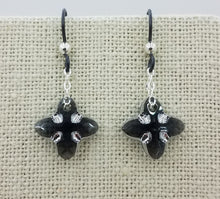 Large Crystal Graphite & Light Chrome Tribe pendants on Noibium Fish Hook Earrings