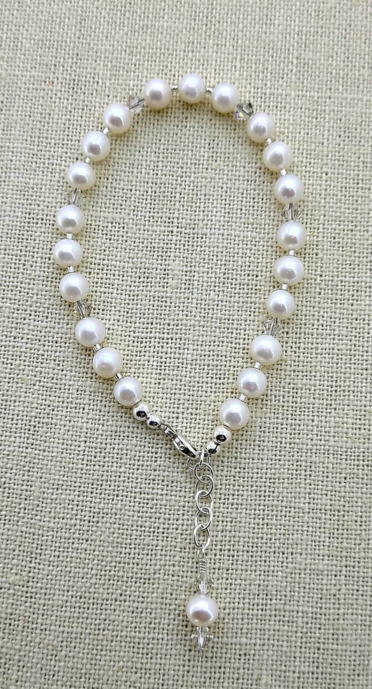 Natural White Freshwater Pearl and Sterling Silver Bracelet