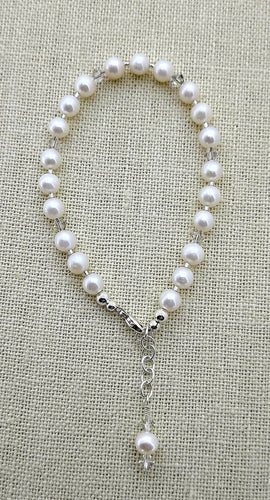 Natural White Freshwater Pearl and Sterling Silver Bracelet