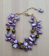  Lilac Keshi Pearls  double strand bracelet