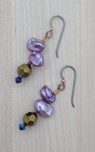 Lilac keshi pears & crystal fish hook earrings