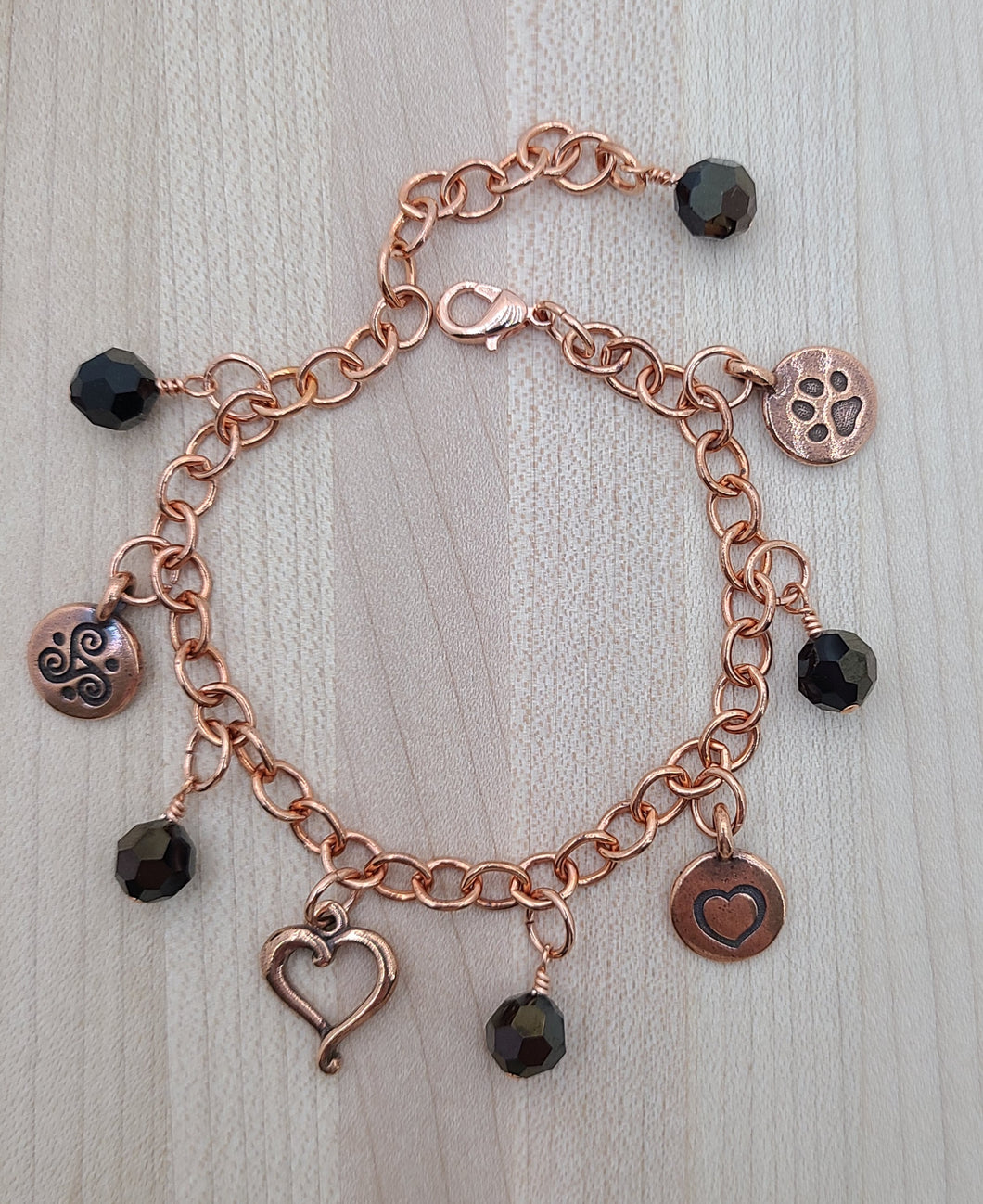 Copper & Crystal Charm Bracelet