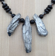Metallic Silver Quartz Shard, Obsidian, & Onyx Necklace