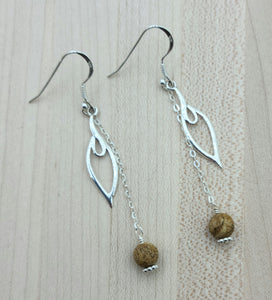 sterling silver & picture jasper fish hook earrings
