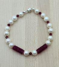 Fuchsia Crystal Rocks & FW Pearls Bracelet
