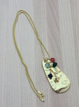 Gold Pewter & Multi-colored Crystal Pendant Necklace