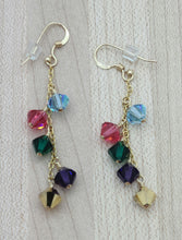 Gold Pewter & Multi-colored Crystal Earrings
