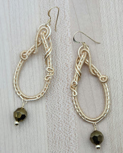 Woven Wire Gold & Crystal Earrings