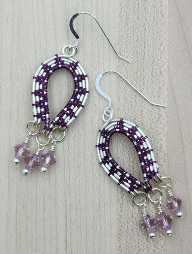 Woven Wire Amethyst Crystal Earrings
