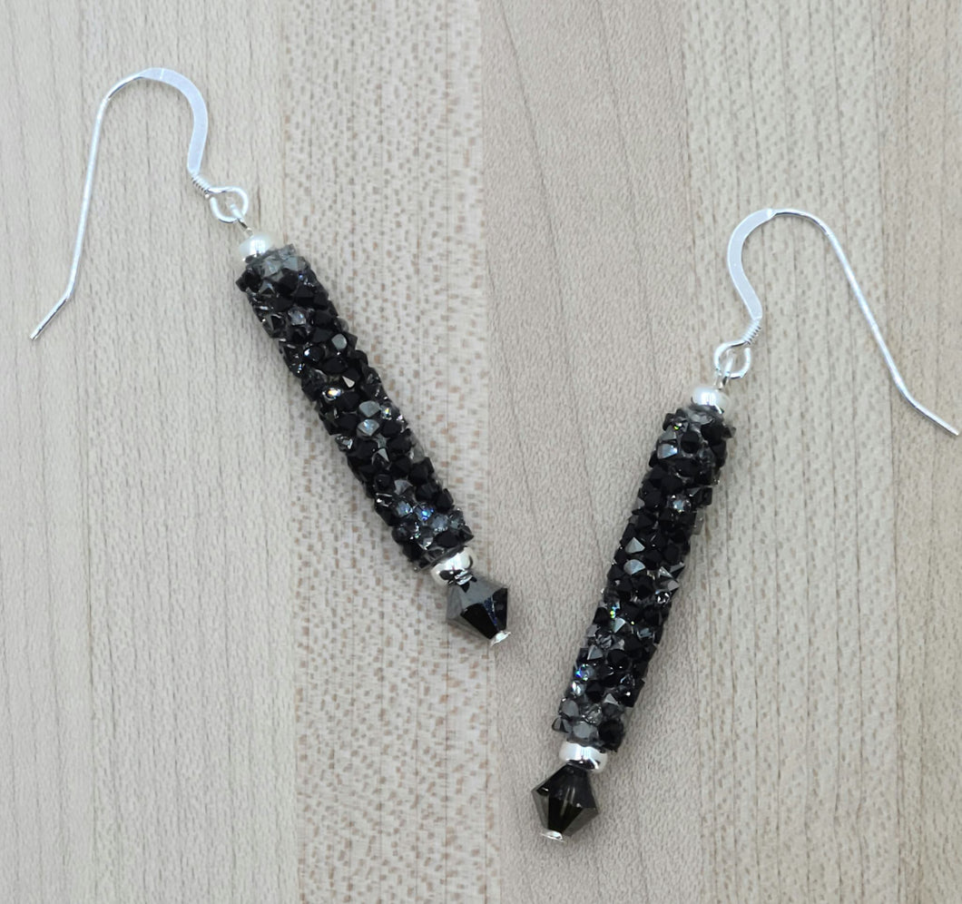 Metallic Silver Rock Crystals Earrings