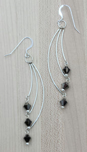 Silver Night 3 Curved Dangles Earrings