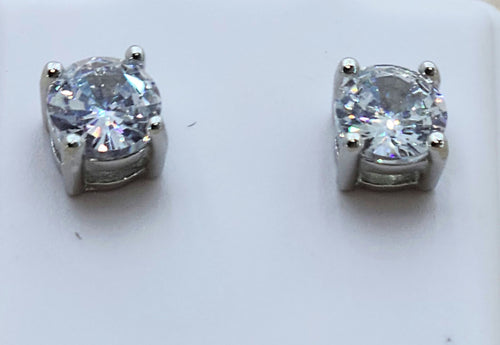 Cubic Zirconia & Sterling Silver Stud Earrings