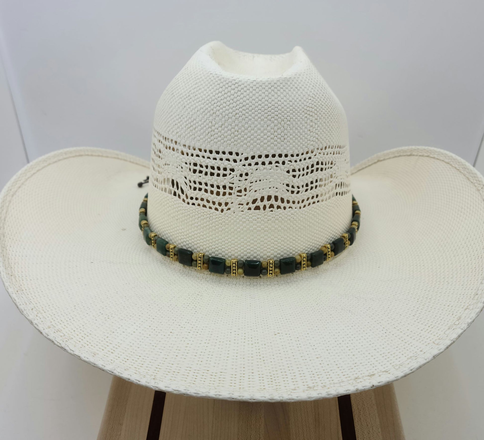 Hatband - Green Moss Agate