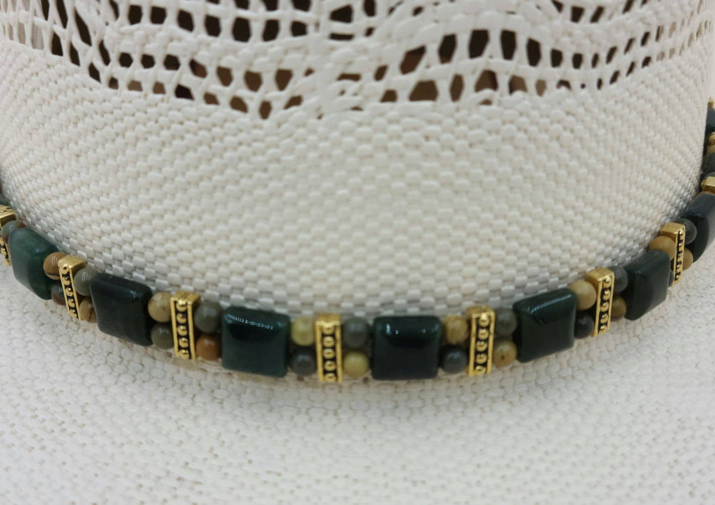 Hatband - Green Moss Agate