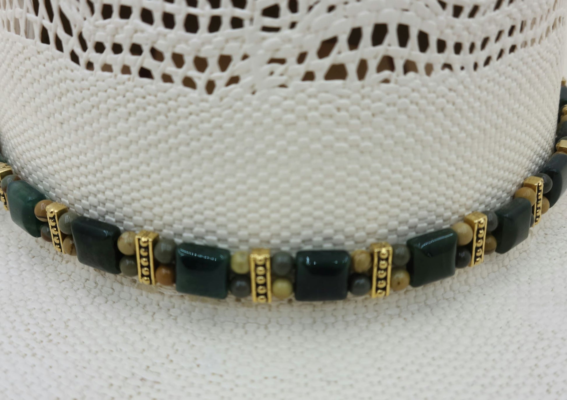 Hatband - Green Moss Agate