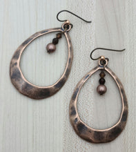 Hammered copper teardrop earrings