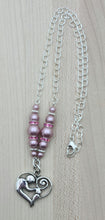 Mother & Child Heart with Rose Crystal Pearls Necklace