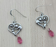 Mother & Child Heart with Rose Crystals Earrings