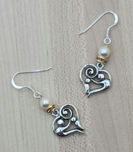 Mother & Child Heart with Topaz & Creamrose Earrings