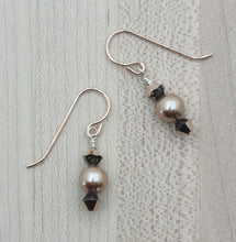 rose gold crystal & crystal pearl earrings