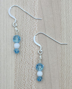 Aquamarine & White Jade Earrings
