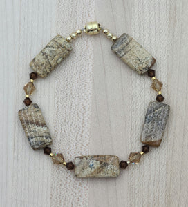 Picture Jasper Pillow & Crystal Bracelet with magnetic clasp