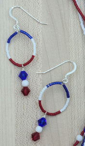 Red/White/Blue Hoop w/Dangle Earrings
