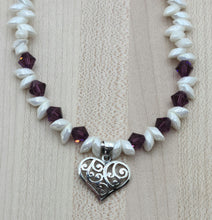 Ivory Magatama Beads & Amethyst Crystal Necklace 